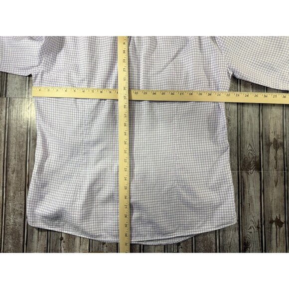 Brunello Cucinelli Plaid Button Down Dress Shirt sz Large color purple white - Picture 5 of 6